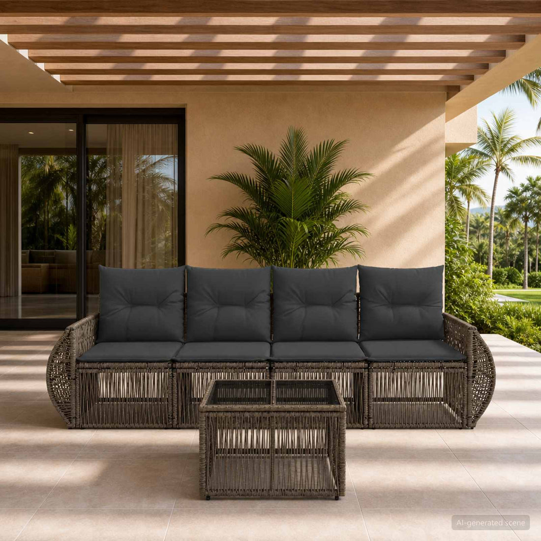 vidaXL Conjunto de sofás de jardín 5 uds. Gris y Gris Oscuro