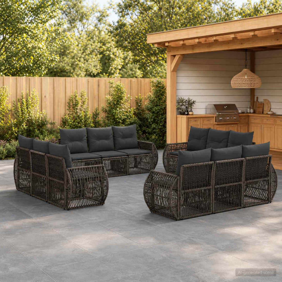 vidaXL Conjunto de sofás de jardín 12 uds. Gris y Gris Oscuro