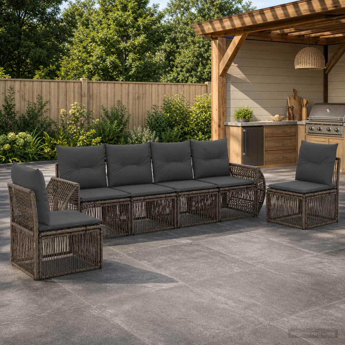 vidaXL Conjunto de sofás de jardín 6 uds. Gris y Gris Oscuro