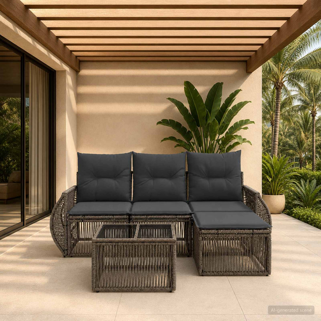 vidaXL Conjunto de sofás de jardín 5 uds. Gris y Gris Oscuro