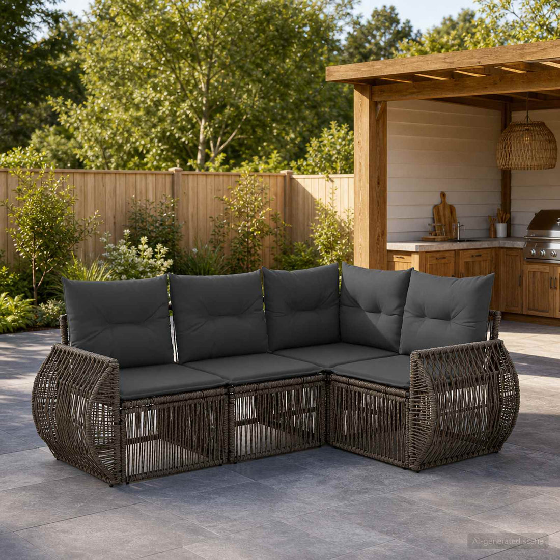 vidaXL Conjunto de sofás de jardín 4 uds. Gris y Gris Oscuro