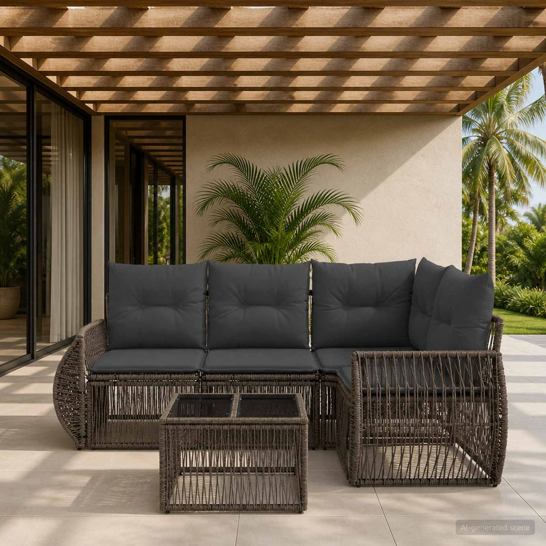vidaXL Conjunto de sofás de jardín 5 uds. Gris y Gris Oscuro