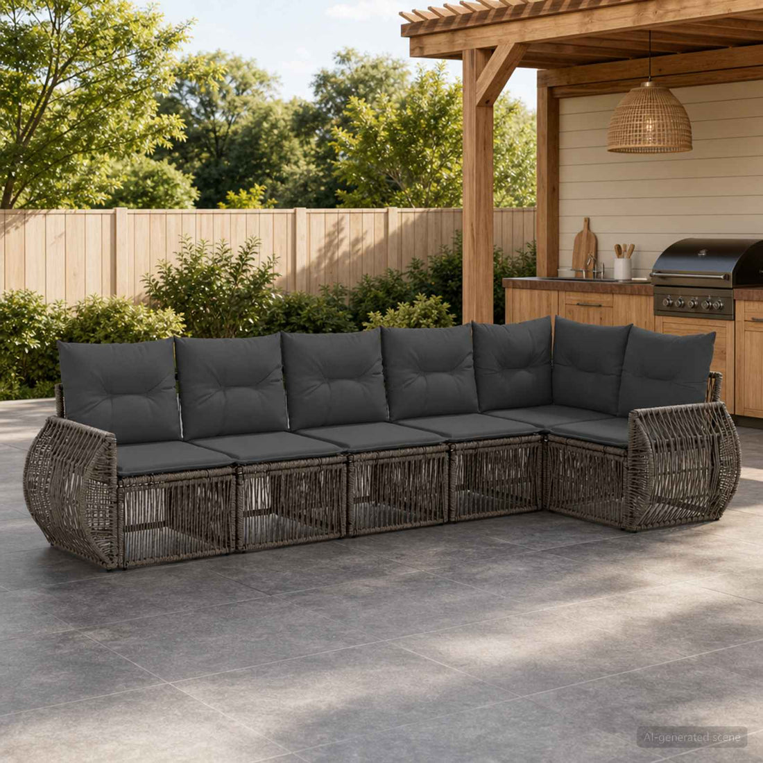 vidaXL Conjunto de sofás de jardín 6 uds. Gris y Gris Oscuro