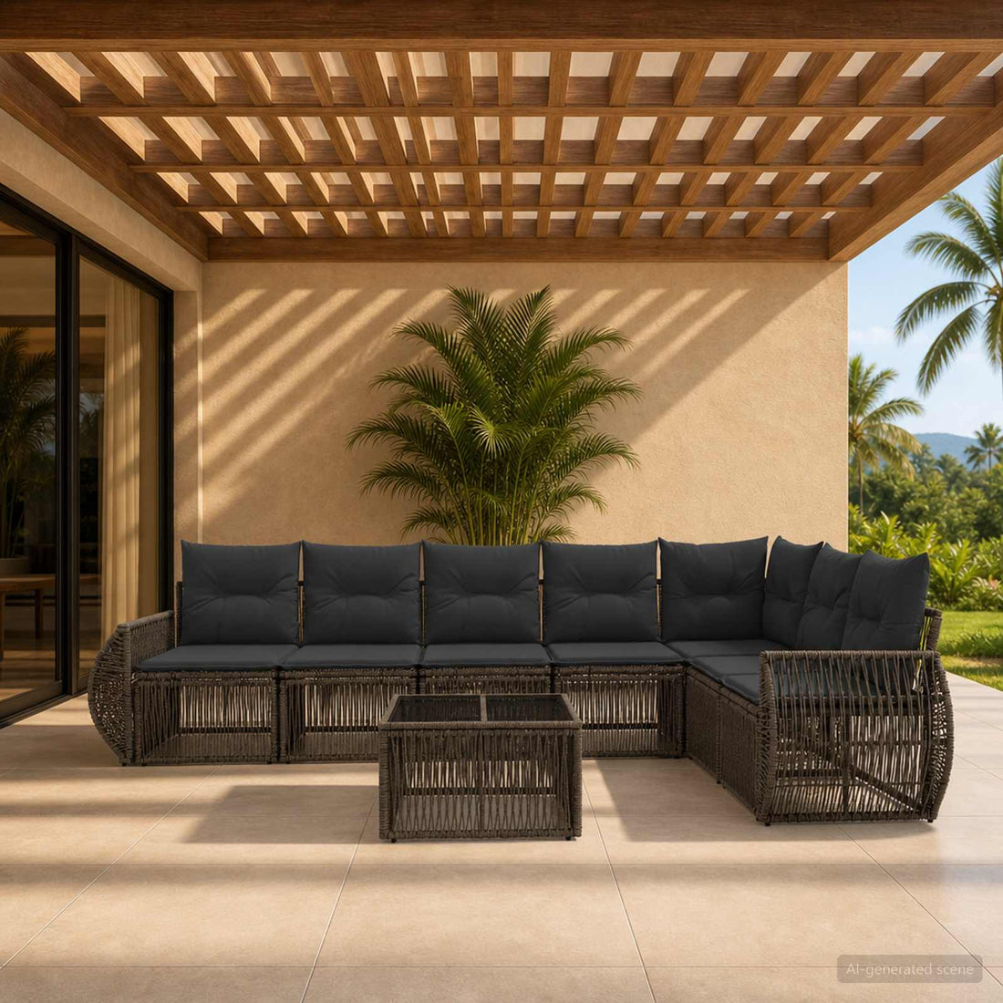 vidaXL Conjunto de sofás de jardín 8 uds. Gris y Gris Oscuro