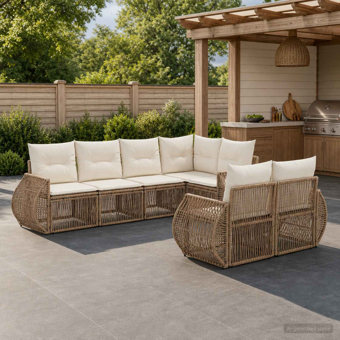 vidaXL Conjunto de sofás de jardín 7 uds. 7-Número de plazas