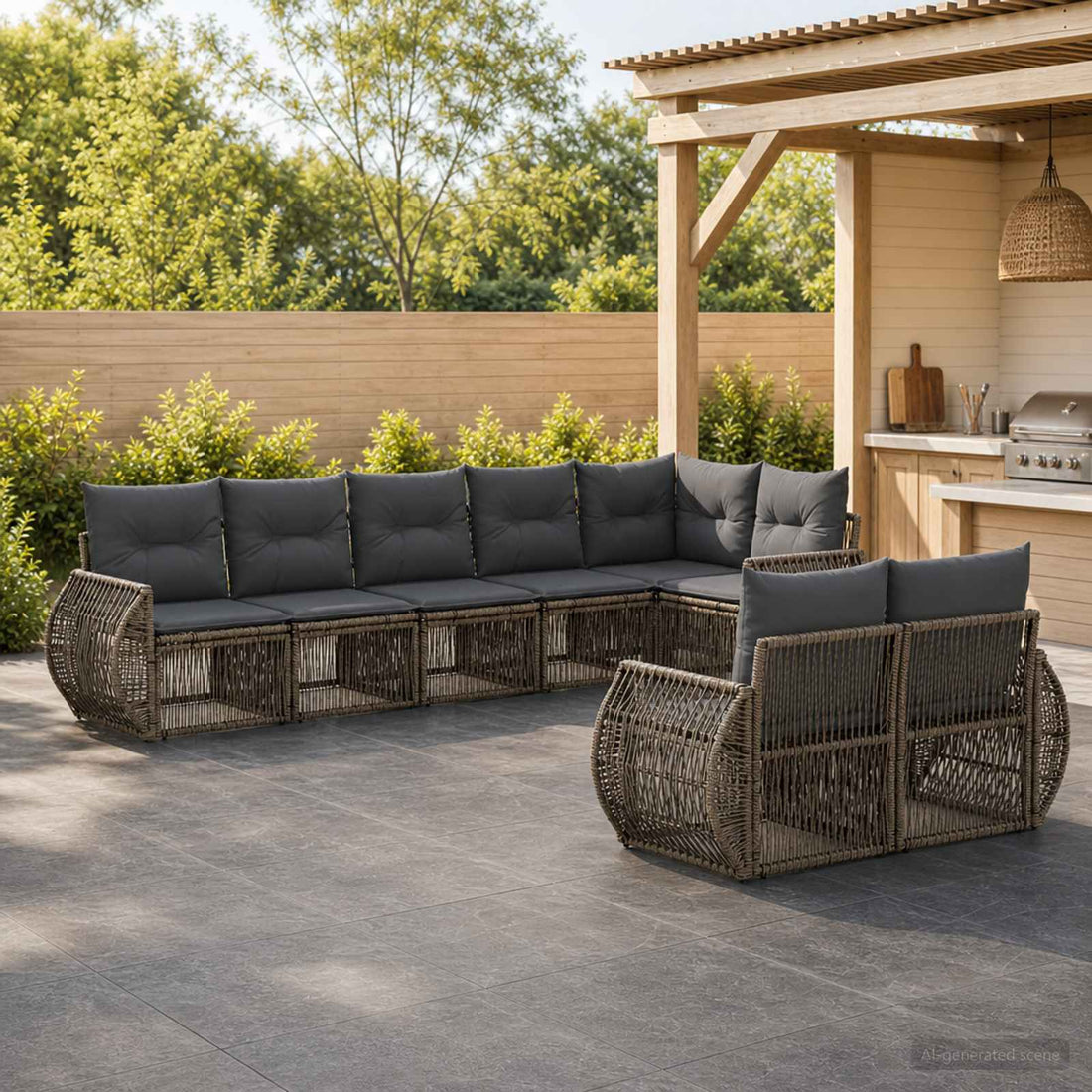 vidaXL Conjunto de sofás de jardín 8 uds. Gris y Gris Oscuro