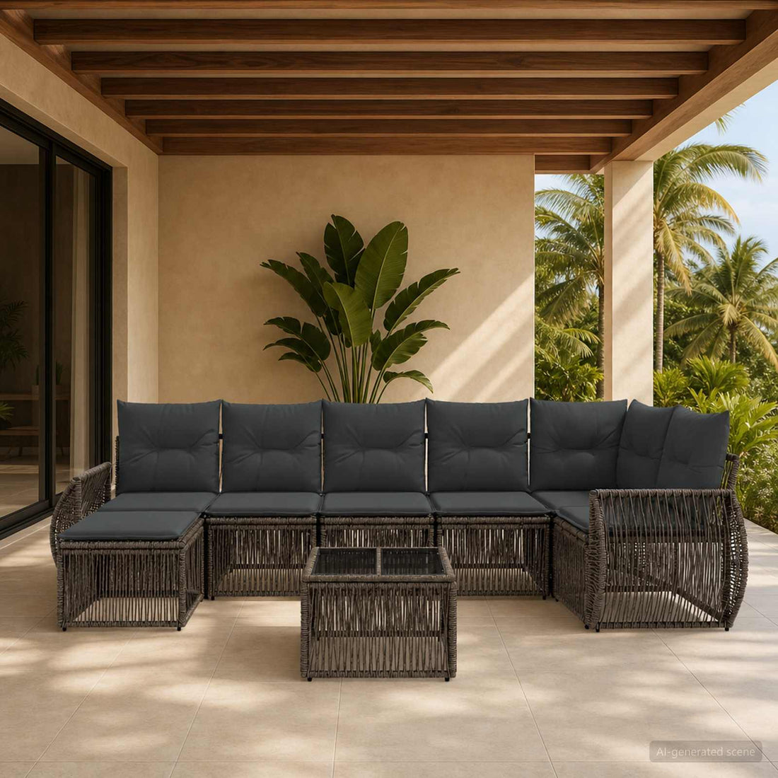 vidaXL Conjunto de sofás de jardín 8 uds. Gris y Gris Oscuro