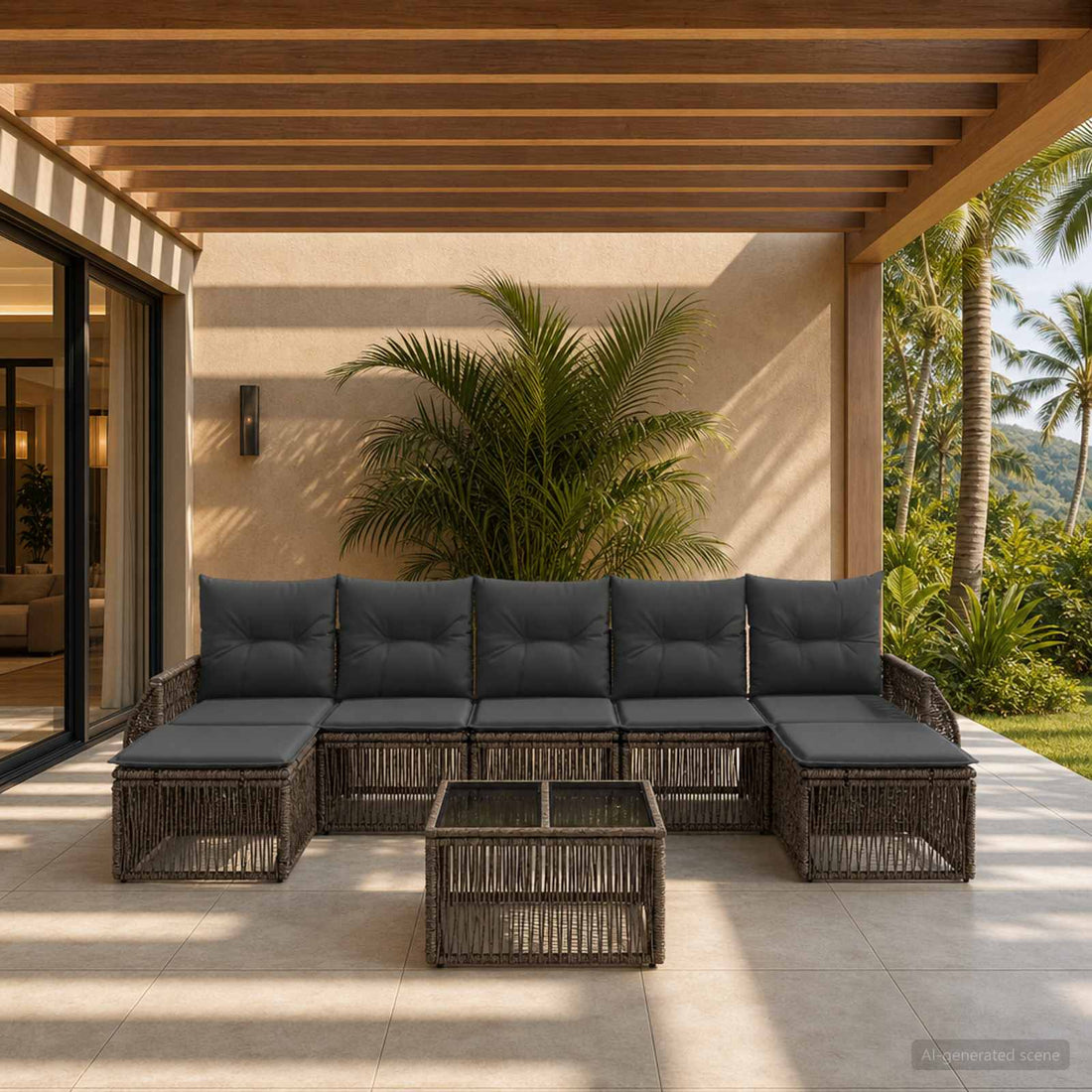 vidaXL Conjunto de sofás de jardín 8 uds. Gris y Gris Oscuro