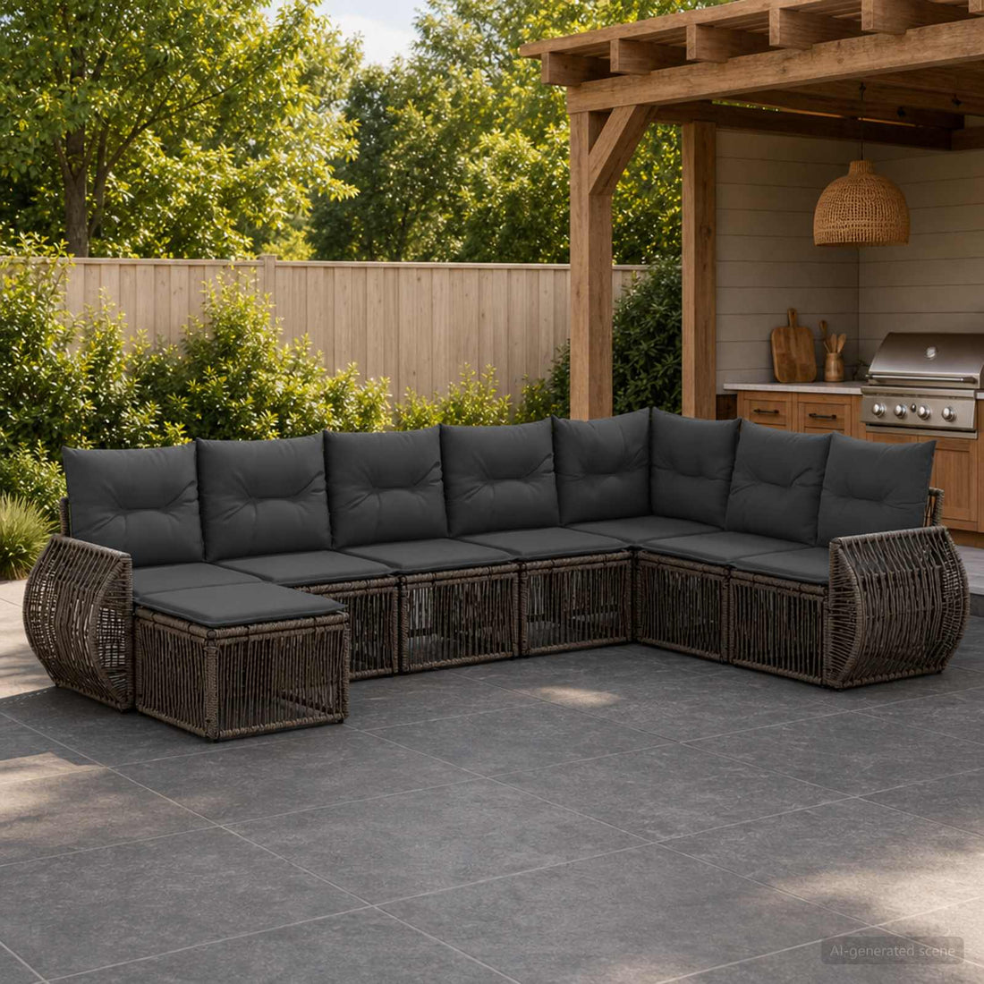 vidaXL Conjunto de sofás de jardín 8 uds. Gris y Gris Oscuro
