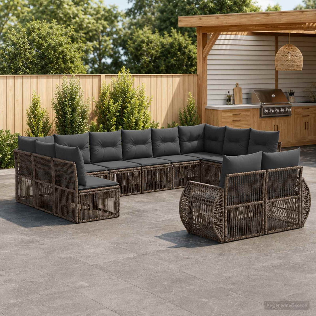 vidaXL Conjunto de sofás de jardín 12 uds. Gris y Gris Oscuro
