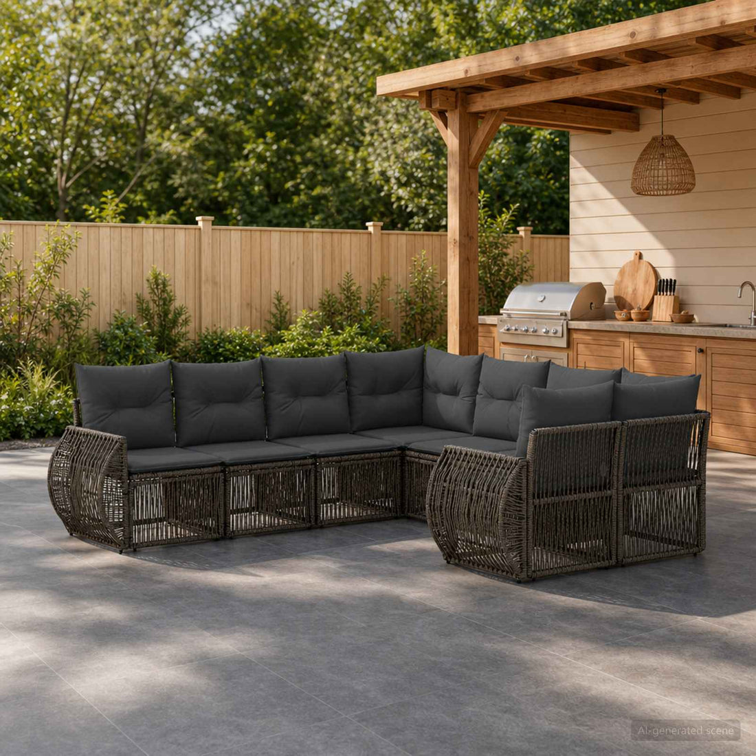 vidaXL Conjunto de sofás de jardín 8 uds. 8-Número de plazas Gris