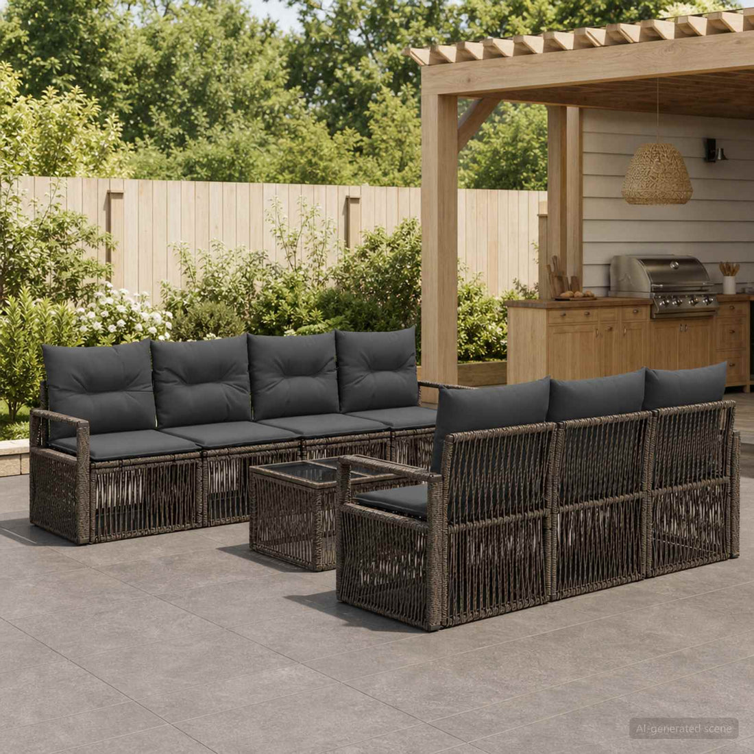 vidaXL Conjunto de sofás de jardín 8 uds. Gris ratán sintético