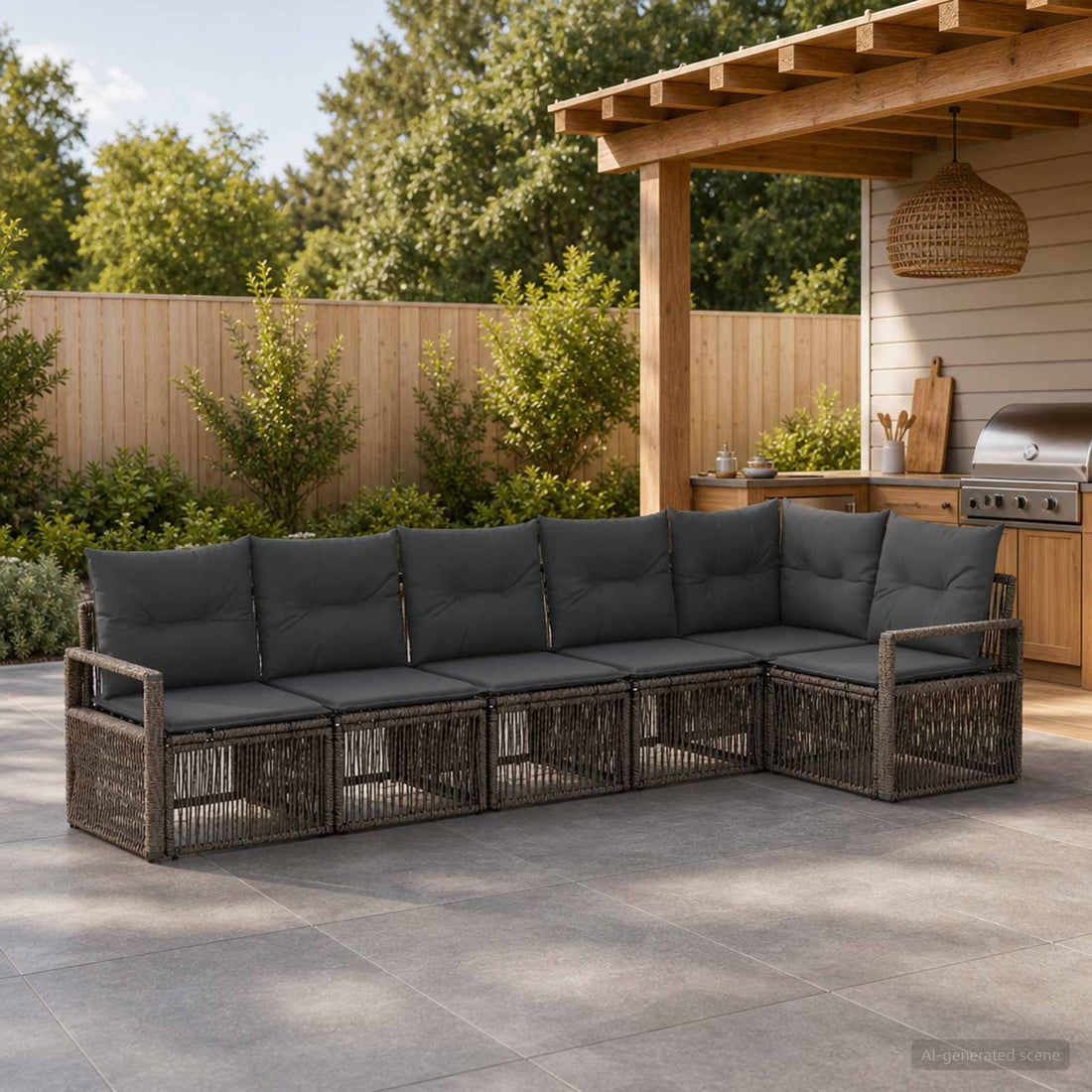 vidaXL Conjunto de sofás de jardín 6 uds. Gris ratán sintético