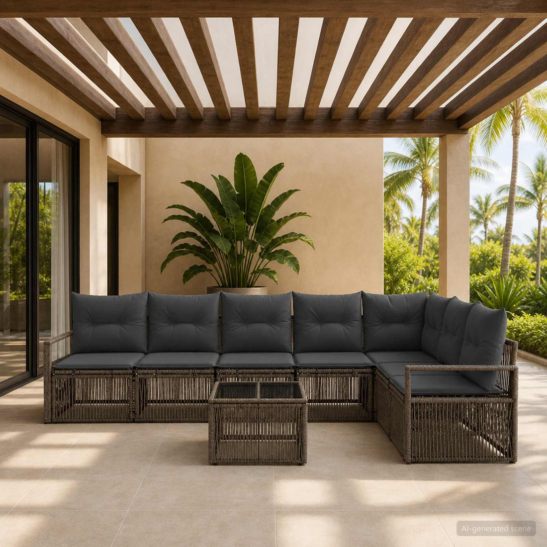 vidaXL Conjunto de sofás de jardín 8 uds. Gris ratán sintético