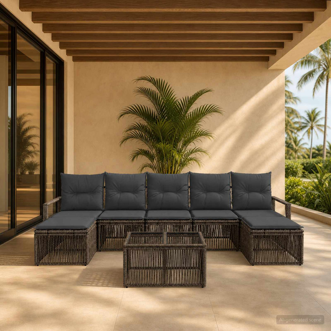 vidaXL Conjunto de sofás de jardín 8 uds. Gris ratán sintético