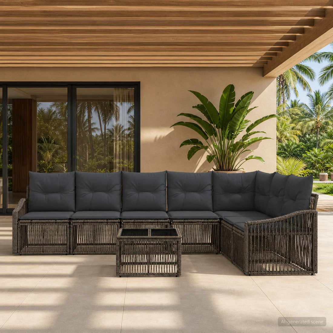 vidaXL Conjunto de sofás de jardín 8 uds. Gris ratán sintético