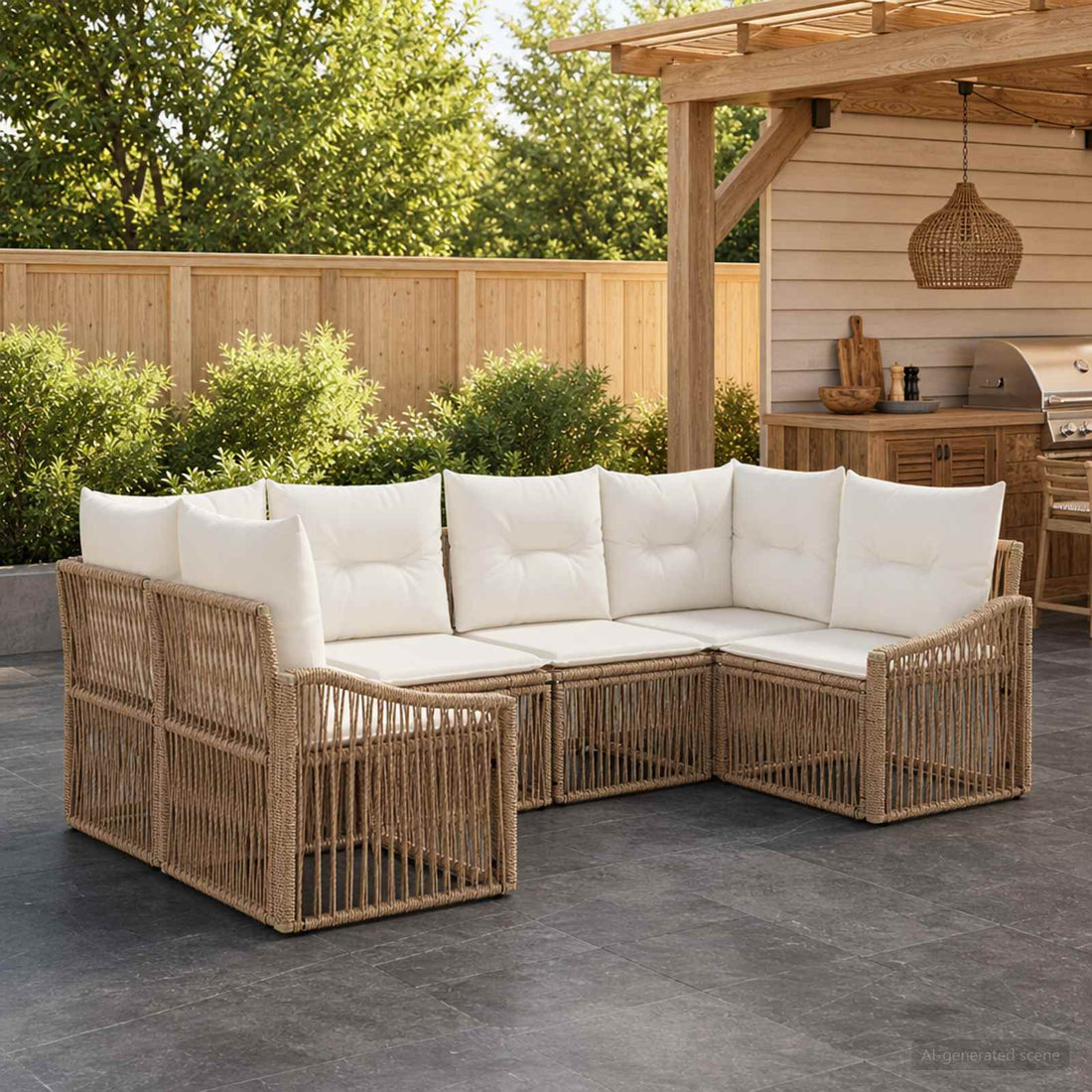 vidaXL Conjunto de sofás de jardín 6 uds. 6-Número de plazas Beige
