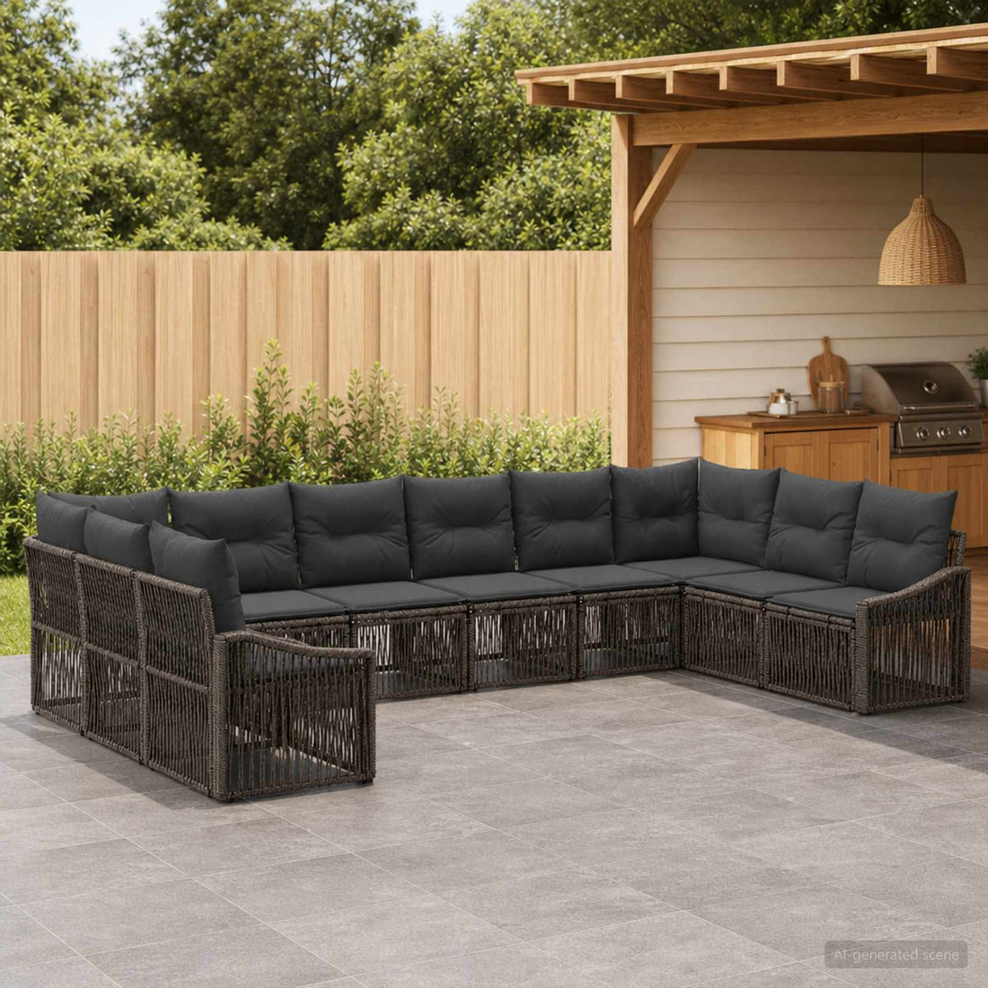 vidaXL Conjunto de sofás de jardín 10 uds. Gris ratán sintético
