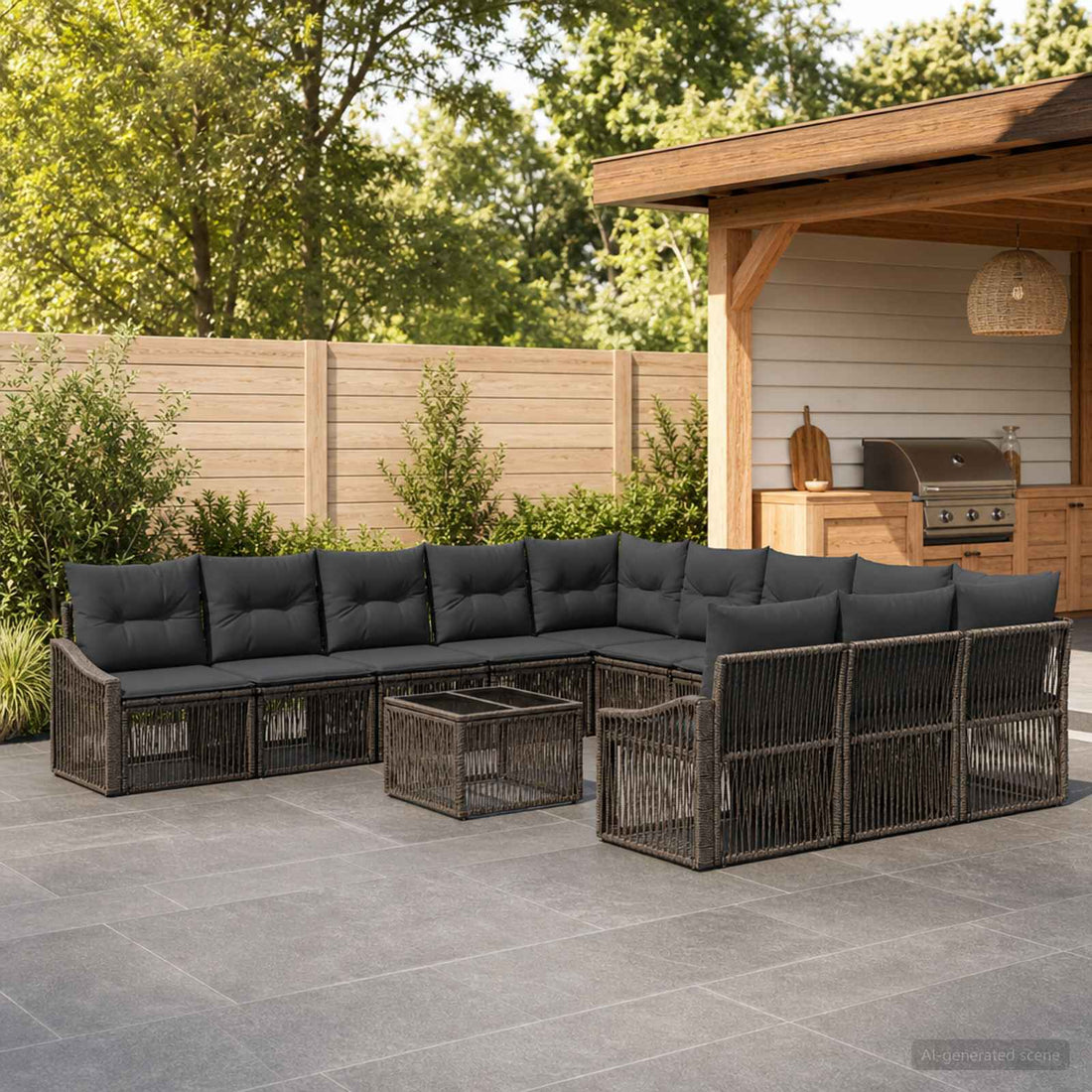 vidaXL Conjunto de sofás de jardín 12 uds. Gris ratán sintético