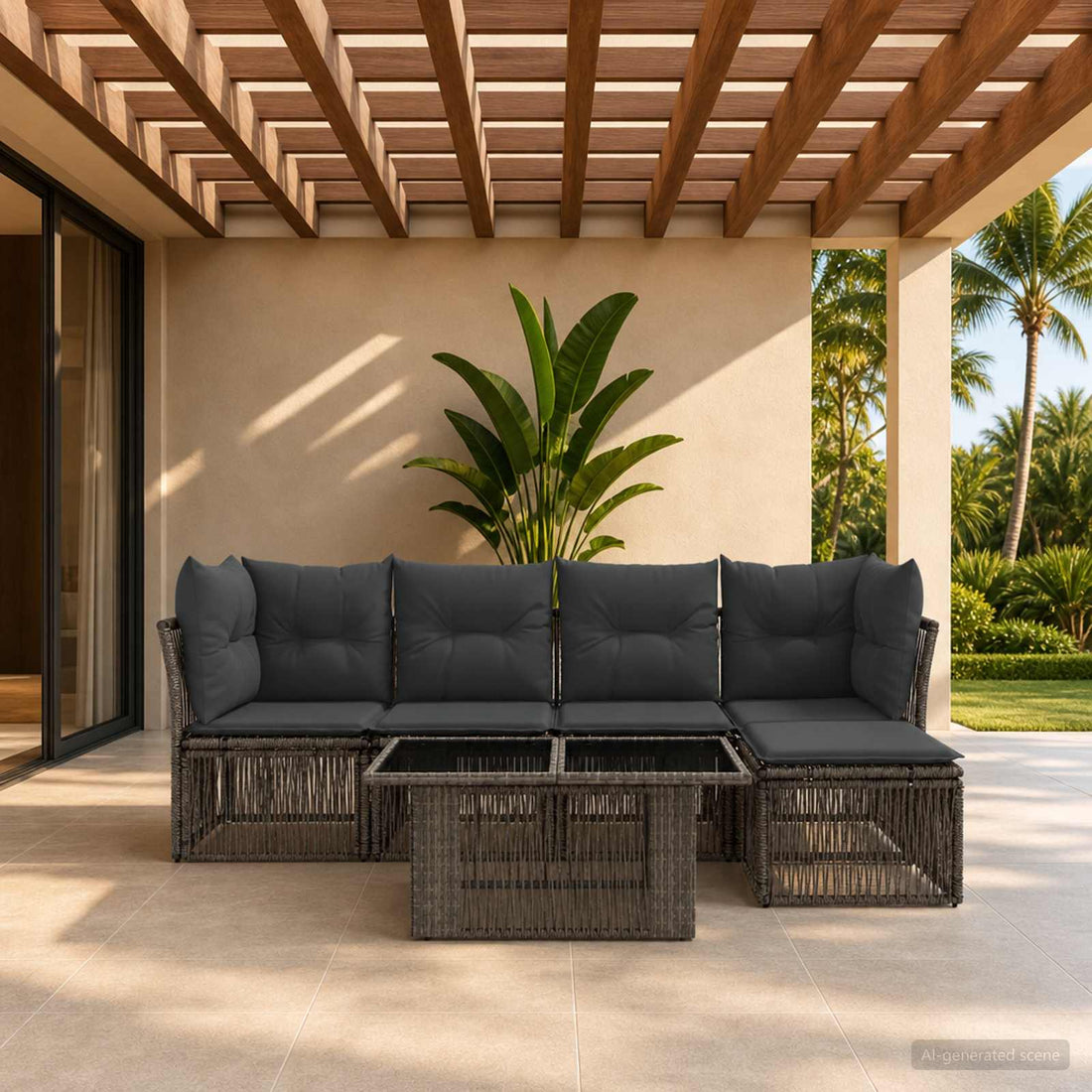 vidaXL Conjunto de sofás de jardín 6 uds. Gris ratán sintético