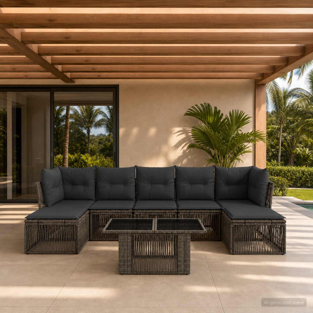 vidaXL Conjunto de sofás de jardín 8 uds. Gris ratán sintético