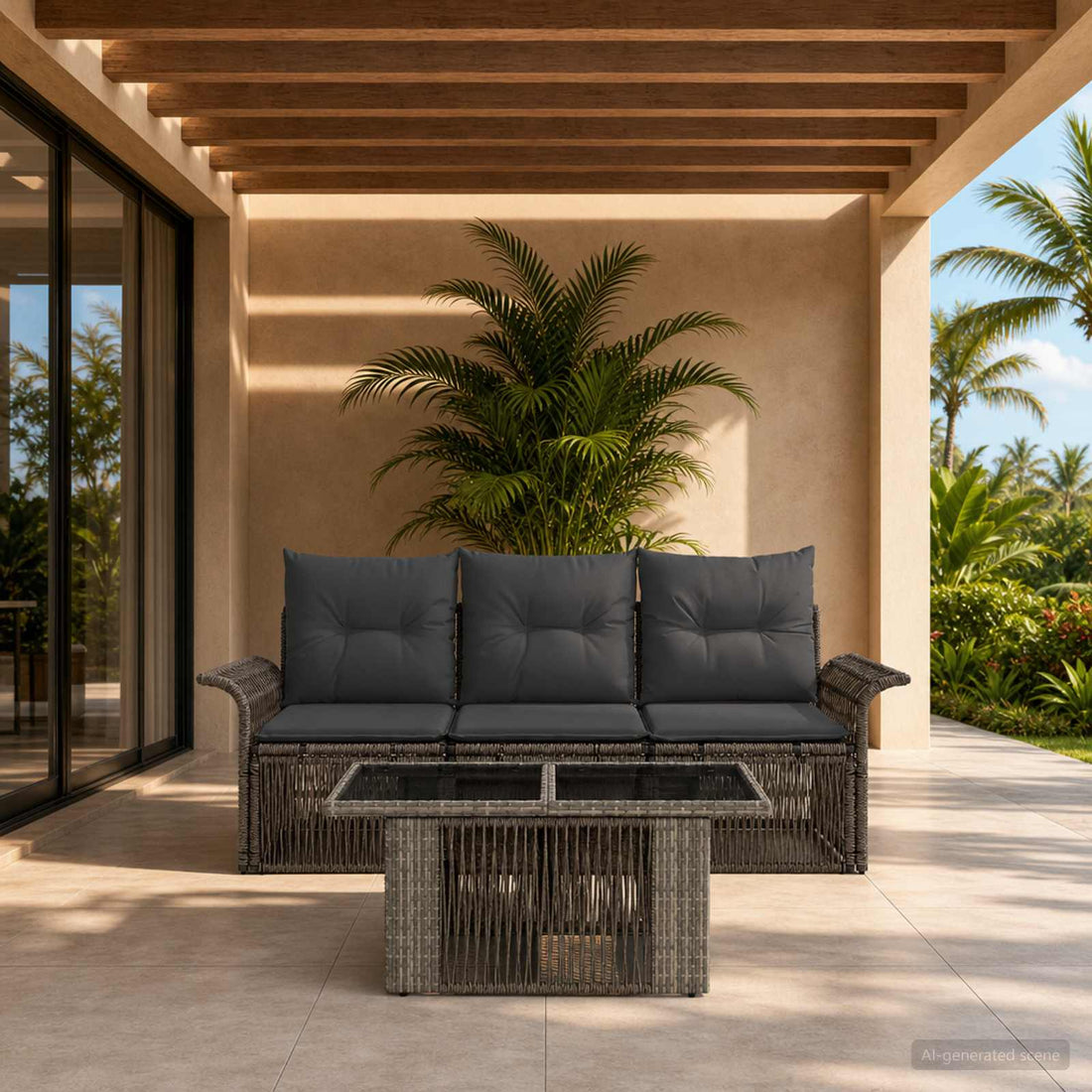vidaXL Conjunto de sofás de jardín 4 uds. Gris y Gris Oscuro
