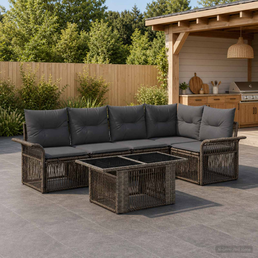vidaXL Conjunto de sofás de jardín 6 uds. Gris y Gris Oscuro