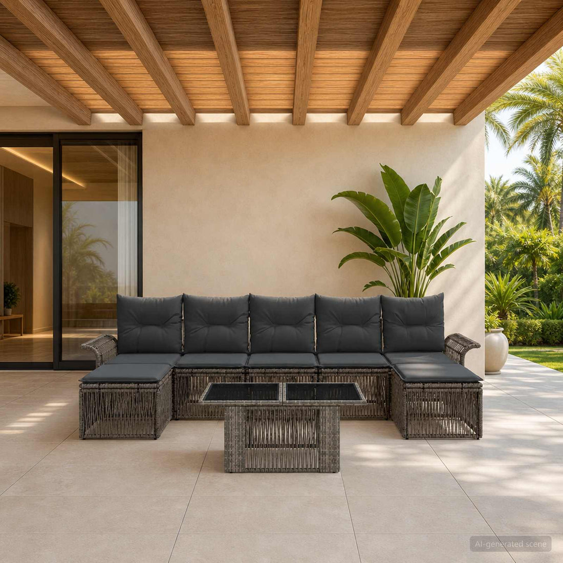 vidaXL Conjunto de sofás de jardín 8 uds. Gris y Gris Oscuro