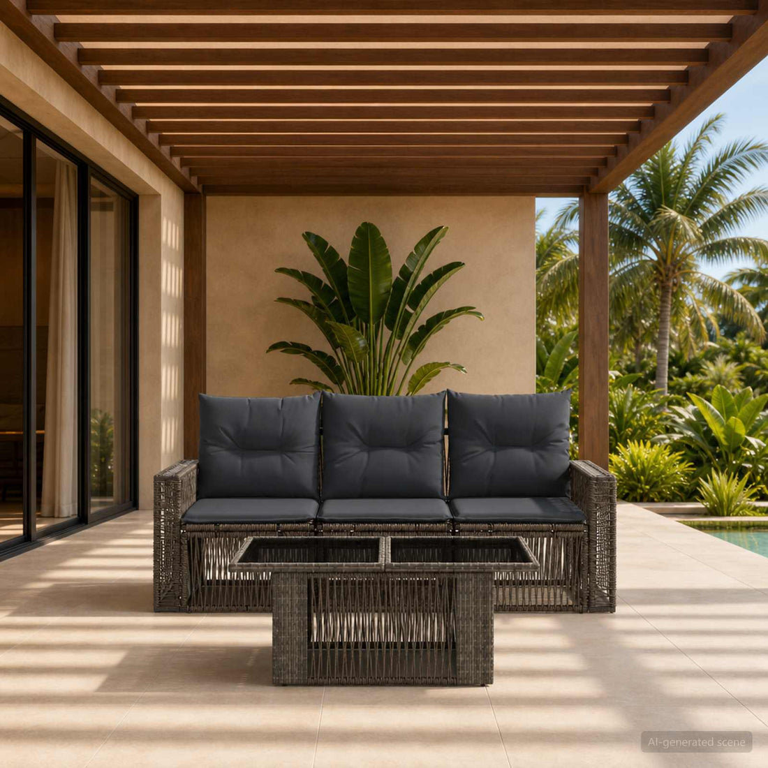 vidaXL Conjunto de sofás de jardín 4 uds. Gris y Gris Oscuro