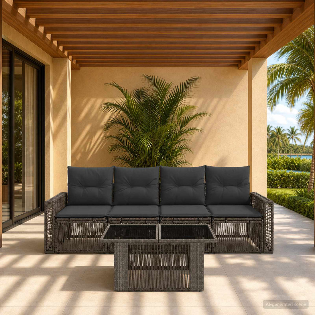 vidaXL Conjunto de sofás de jardín 5 uds. Gris y Gris Oscuro