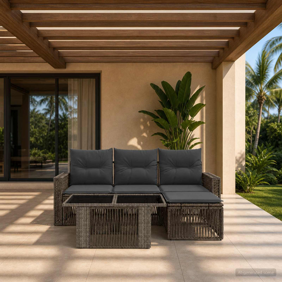 vidaXL Conjunto de sofás de jardín 5 uds. Gris y Gris Oscuro