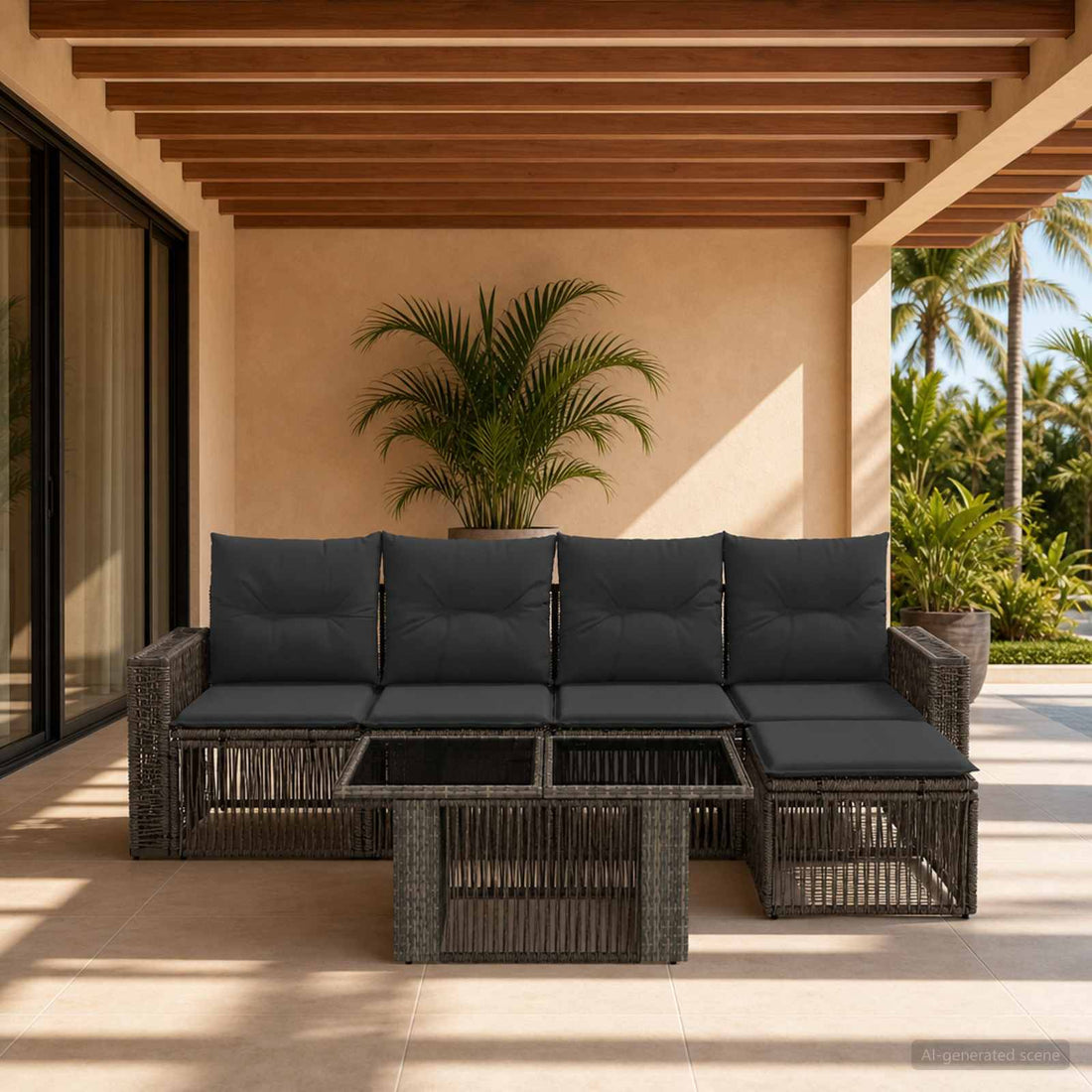 vidaXL Conjunto de sofás de jardín 6 uds. Gris y Gris Oscuro