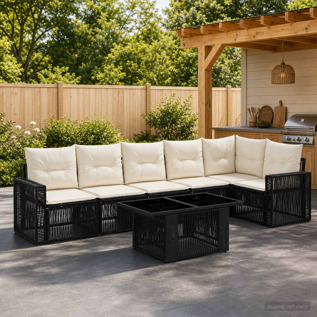 vidaXL Conjunto de sofás de jardín 7 uds. 6-Número de plazas