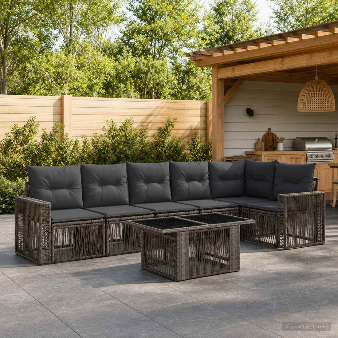 vidaXL Conjunto de sofás de jardín 7 uds. 6-Número de plazas