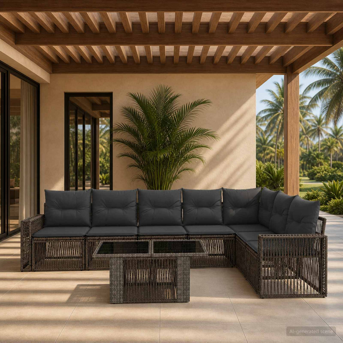 vidaXL Conjunto de sofás de jardín 8 uds. Gris y Gris Oscuro