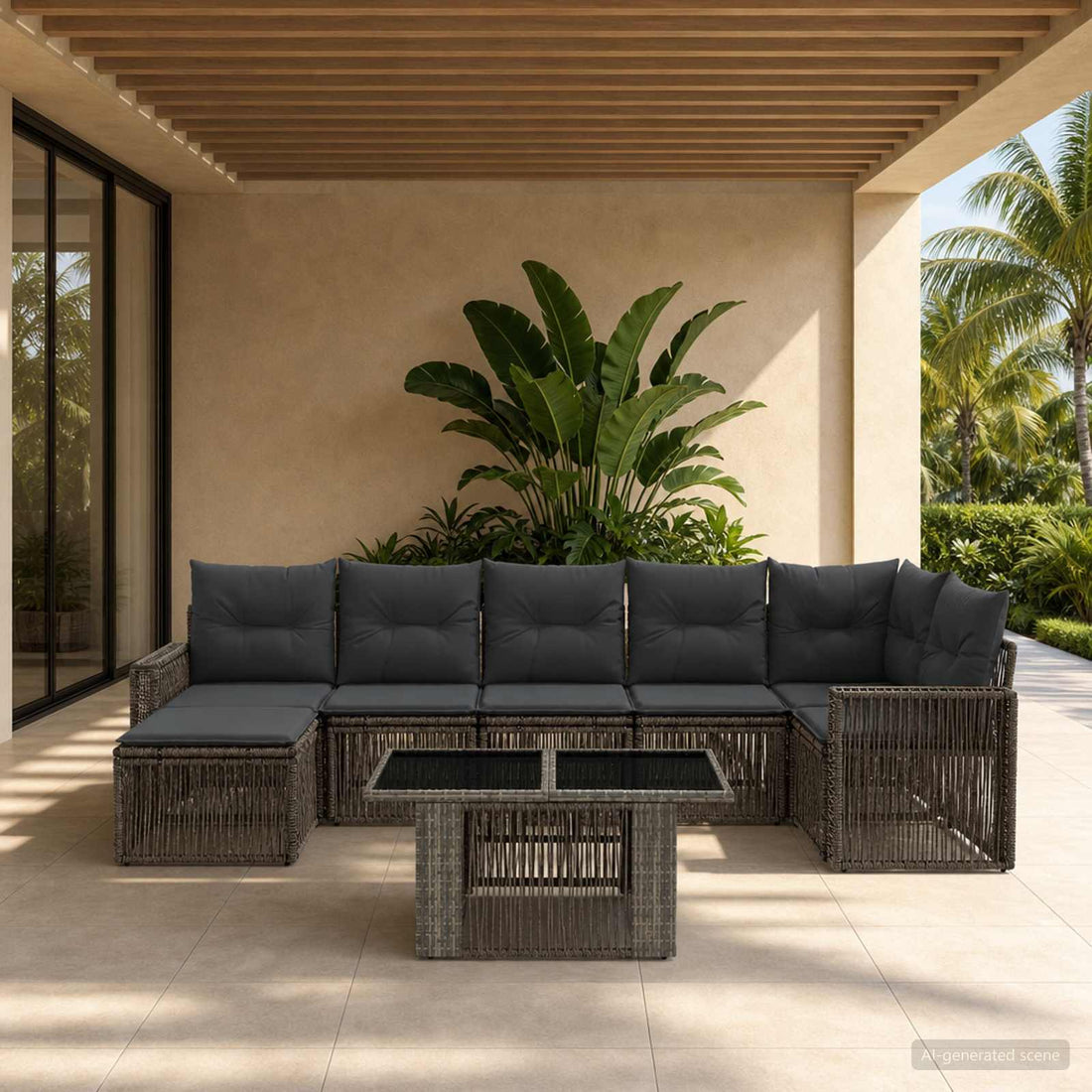 vidaXL Conjunto de sofás de jardín 8 uds. Gris y Gris Oscuro
