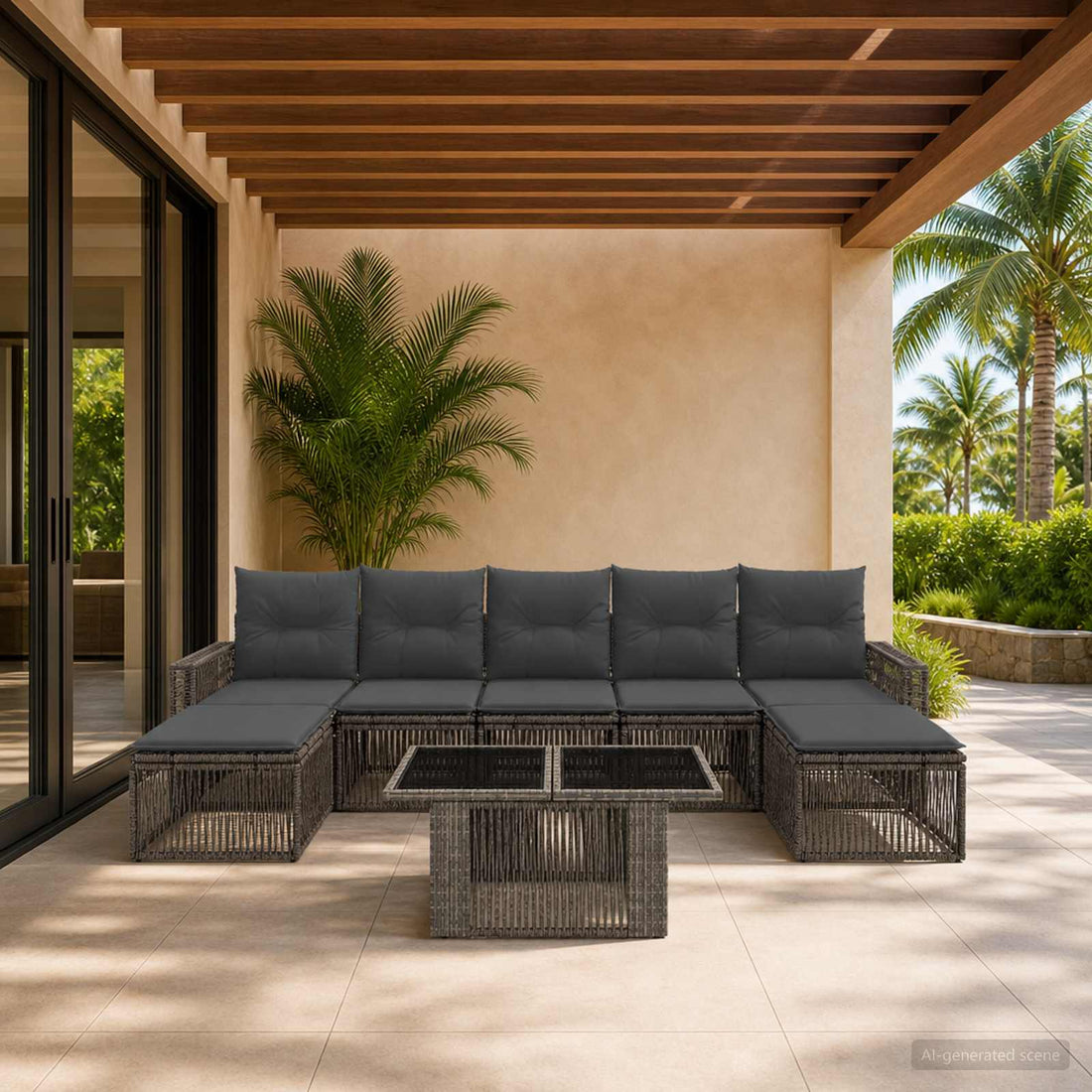 vidaXL Conjunto de sofás de jardín 8 uds. Gris y Gris Oscuro