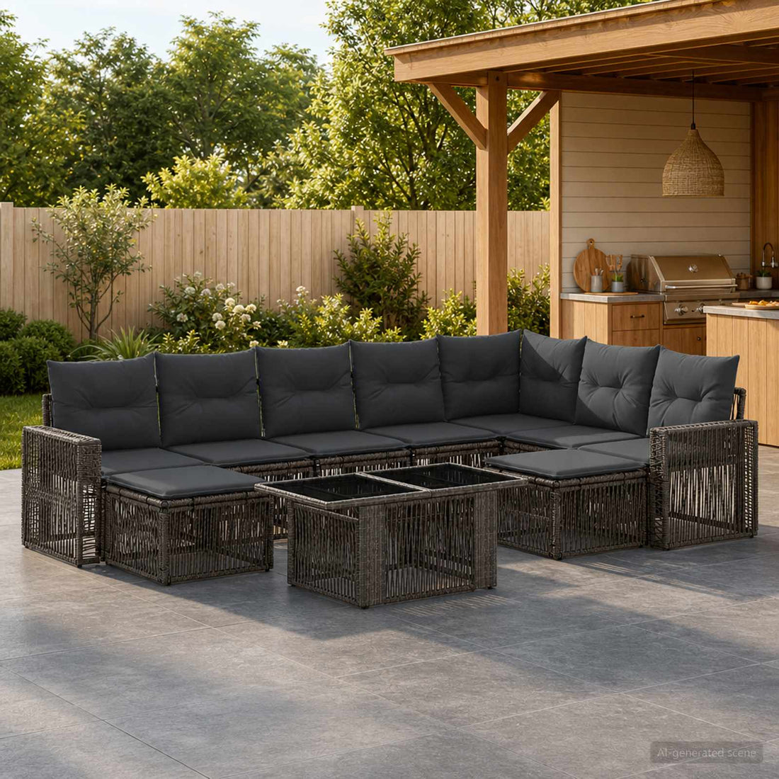vidaXL Conjunto de sofás de jardín 10 uds. Gris y Gris Oscuro