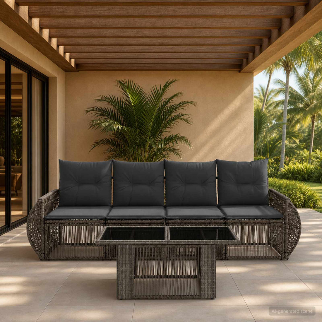 vidaXL Conjunto de sofás de jardín 5 uds. Gris y Gris Oscuro