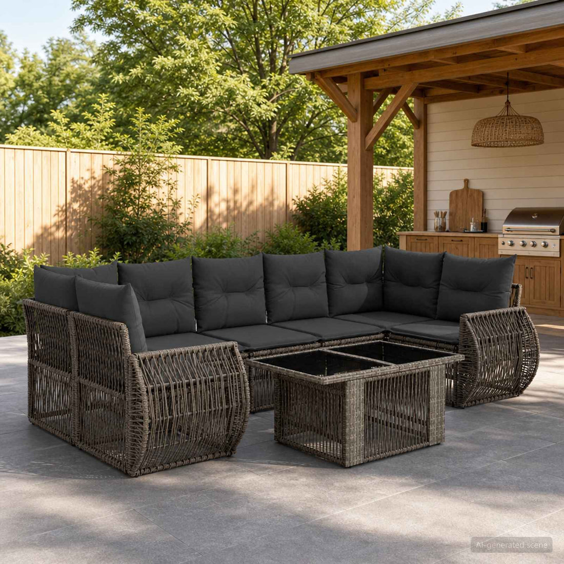 vidaXL Conjunto de sofás de jardín 8 uds. Gris y Gris Oscuro
