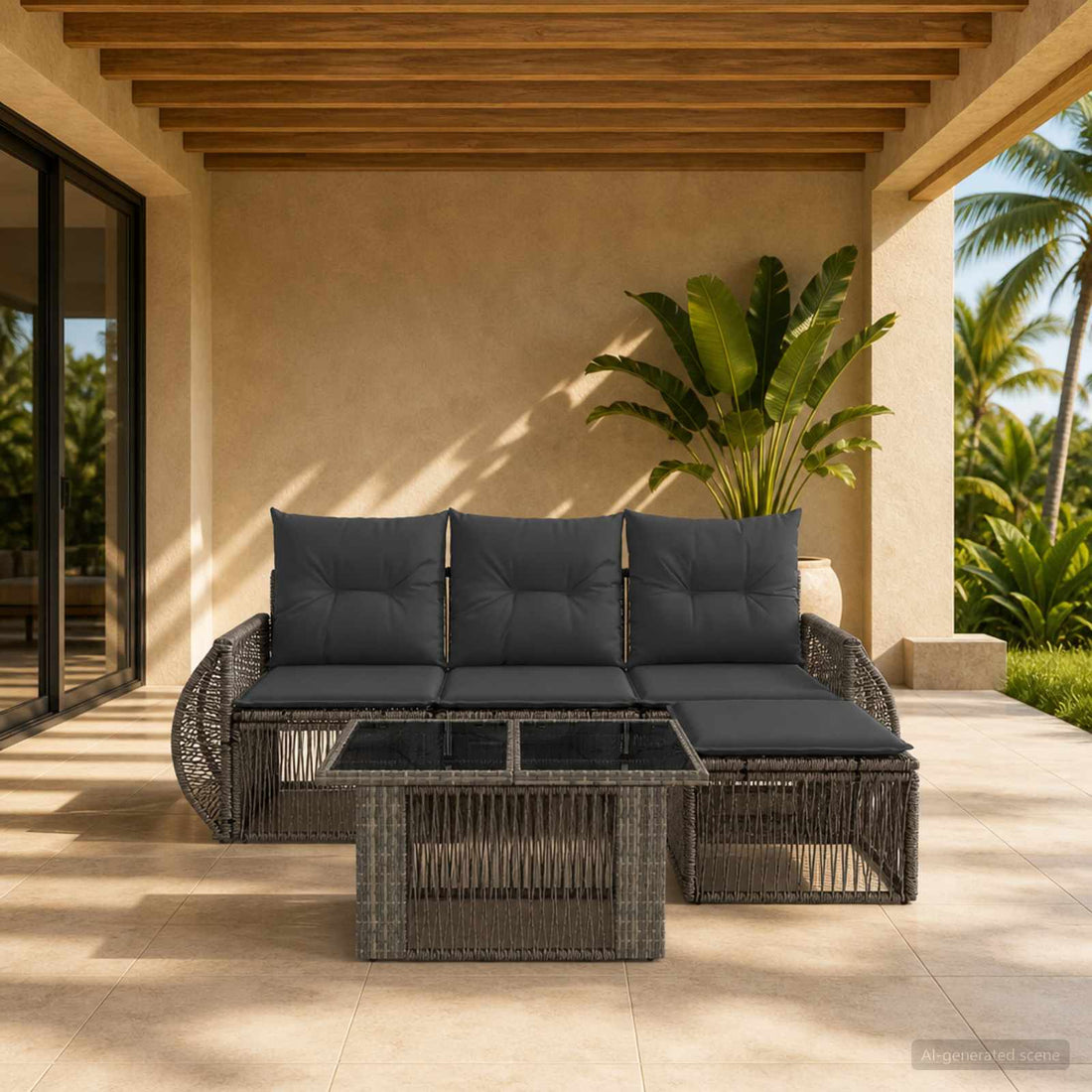 vidaXL Conjunto de sofás de jardín 5 uds. Gris y Gris Oscuro