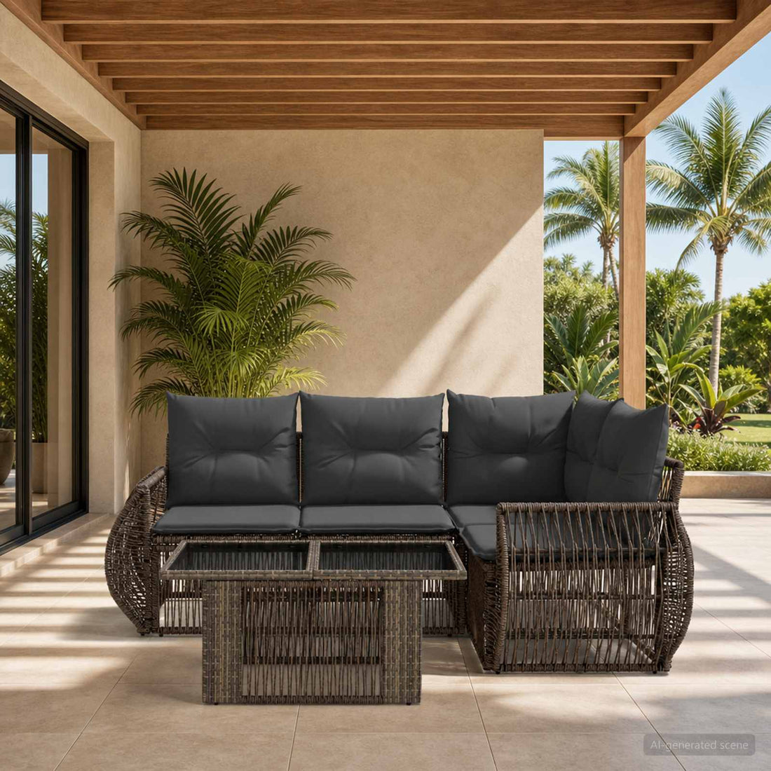 vidaXL Conjunto de sofás de jardín 5 uds. Gris y Gris Oscuro
