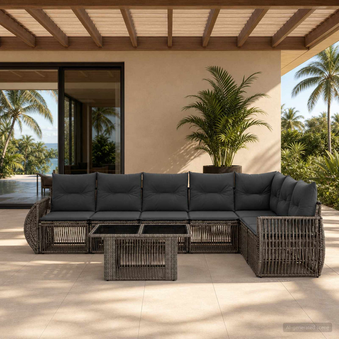 vidaXL Conjunto de sofás de jardín 8 uds. Gris y Gris Oscuro
