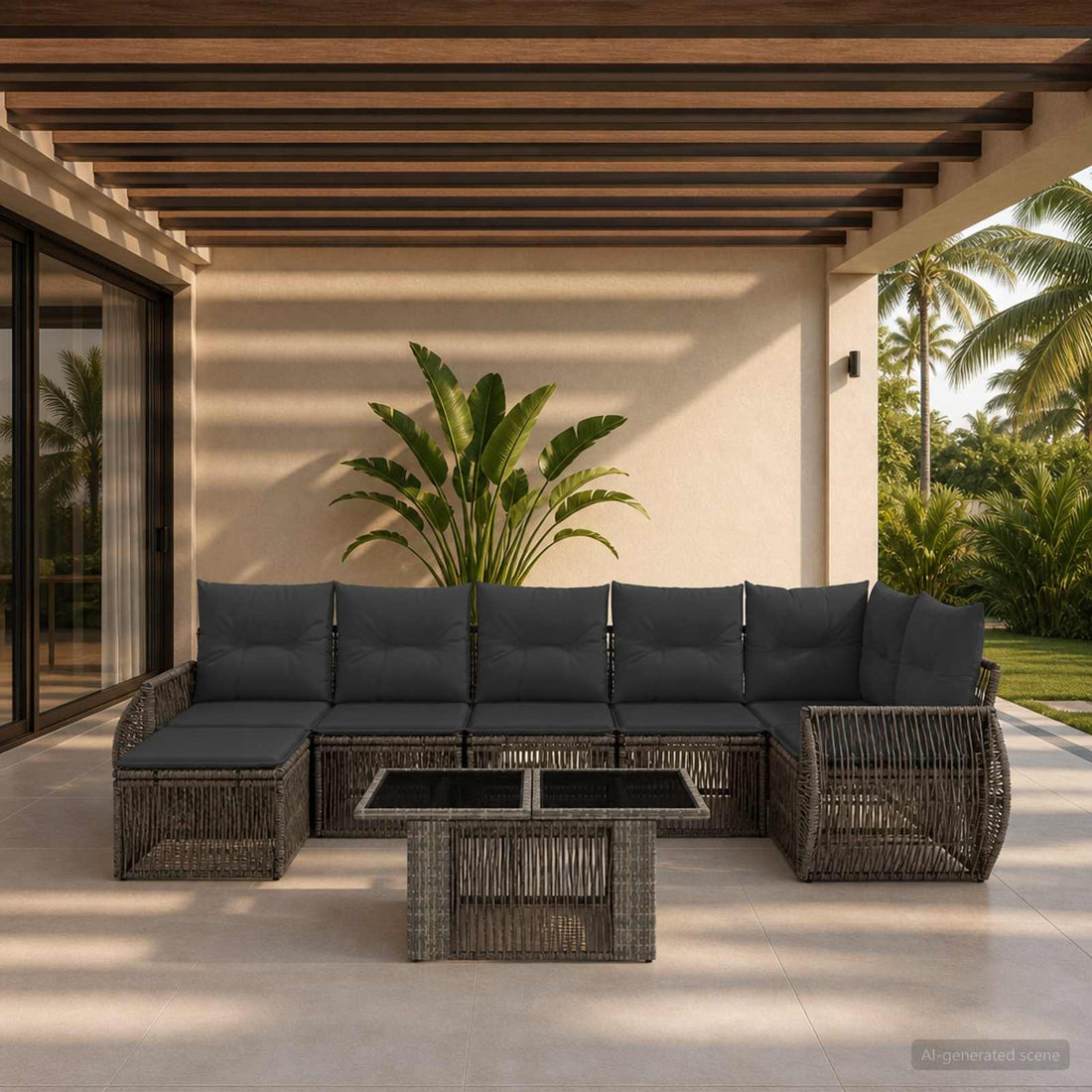 vidaXL Conjunto de sofás de jardín 8 uds. Gris y Gris Oscuro