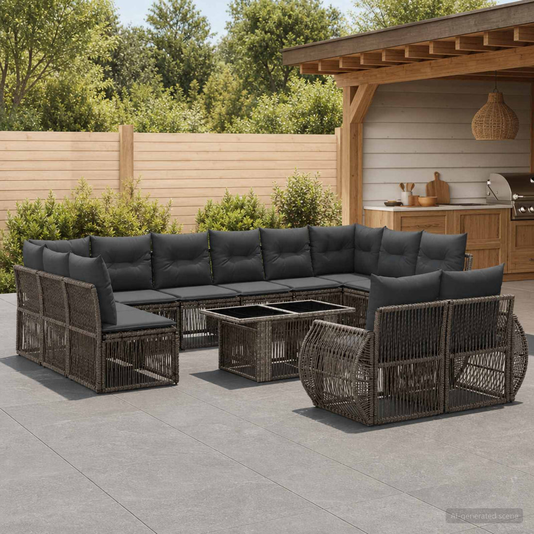 vidaXL Conjunto de sofás de jardín 13 uds. Gris y Gris Oscuro