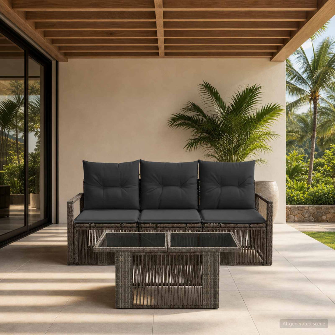 vidaXL Conjunto de sofás de jardín 4 uds. Gris y Gris Oscuro