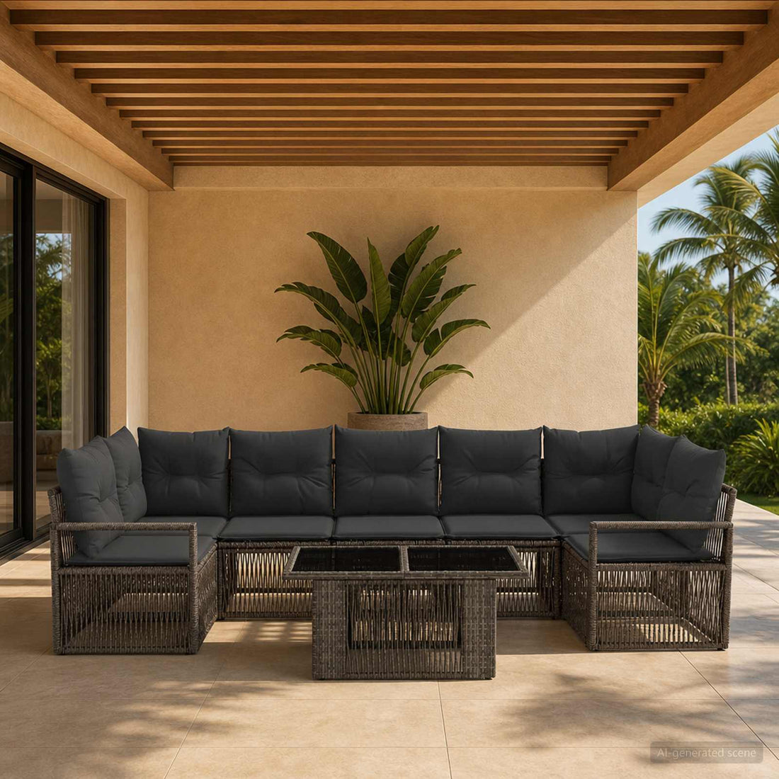vidaXL Conjunto de sofás de jardín 8 uds. Gris y Gris Oscuro