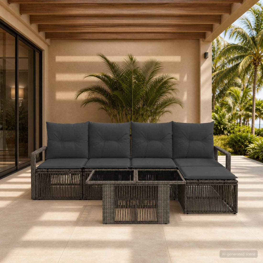vidaXL Conjunto de sofás de jardín 6 uds. Gris y Gris Oscuro