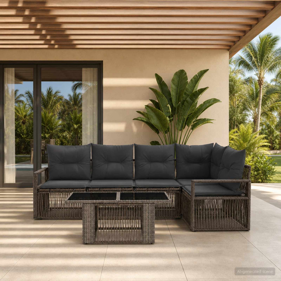 vidaXL Conjunto de sofás de jardín 6 uds. Gris y Gris Oscuro