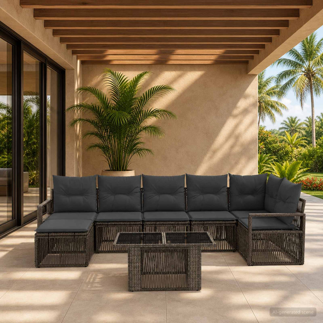 vidaXL Conjunto de sofás de jardín 8 uds. Gris y Gris Oscuro